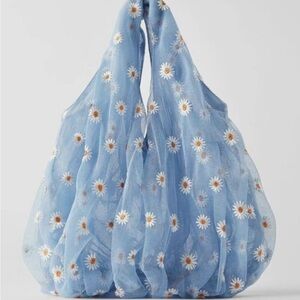 Zara Floral Embroidered Blue Women's Bag